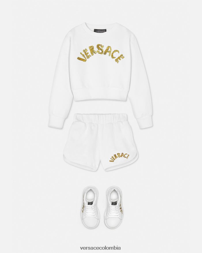 niños sudadera corta con logo Versace Oro blanco 2RP40F1935 ropa