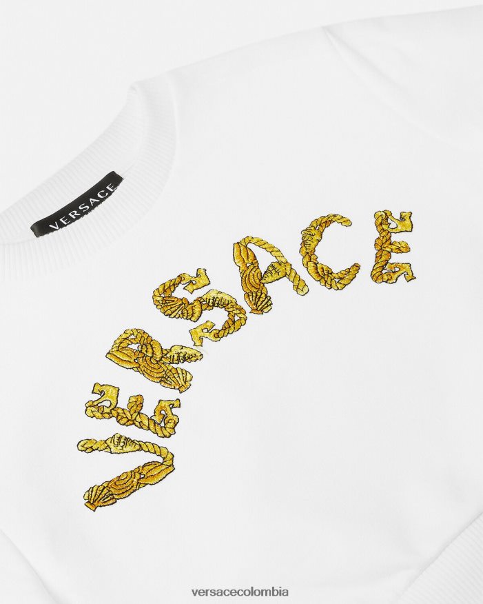 niños sudadera corta con logo Versace Oro blanco 2RP40F1935 ropa