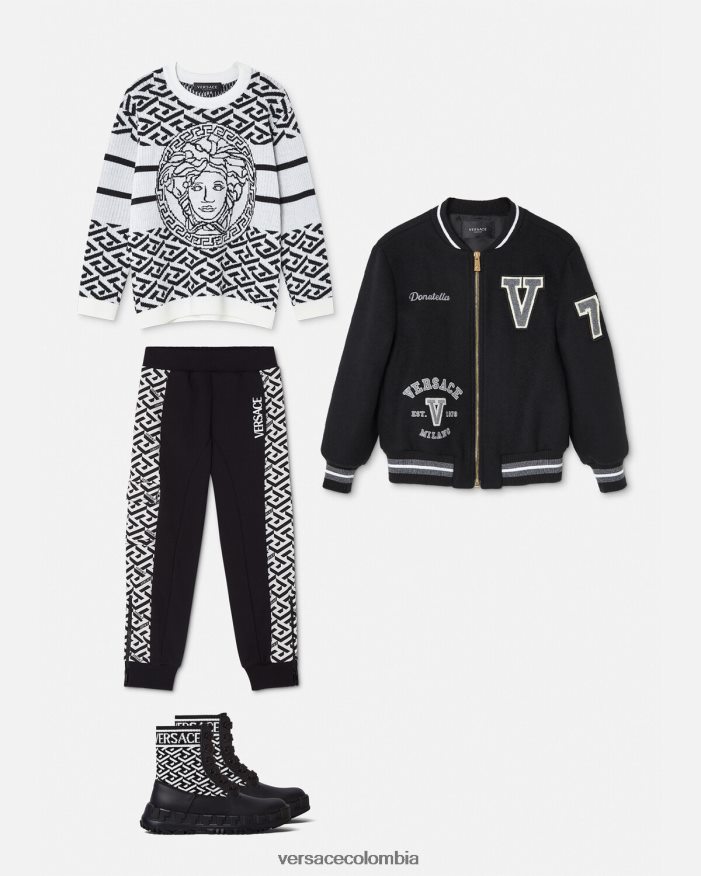 niños suéter con medusa y greca Versace blanco negro 2RP40F1992 ropa