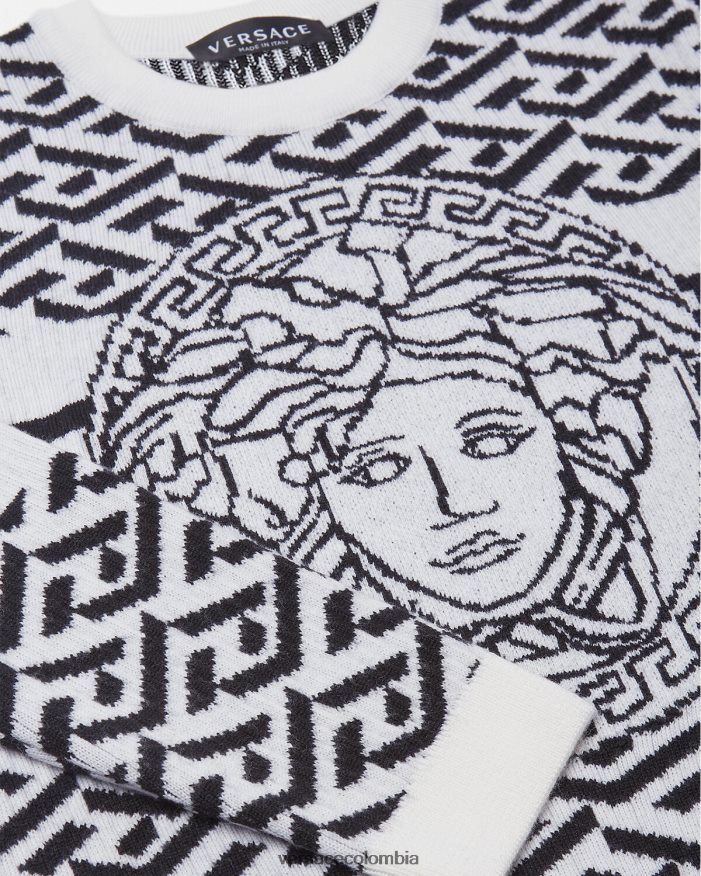 niños suéter con medusa y greca Versace blanco negro 2RP40F1992 ropa