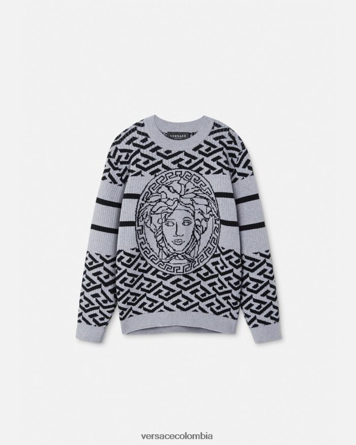 niños suéter con medusa y greca Versace gris 2RP40F1994 ropa