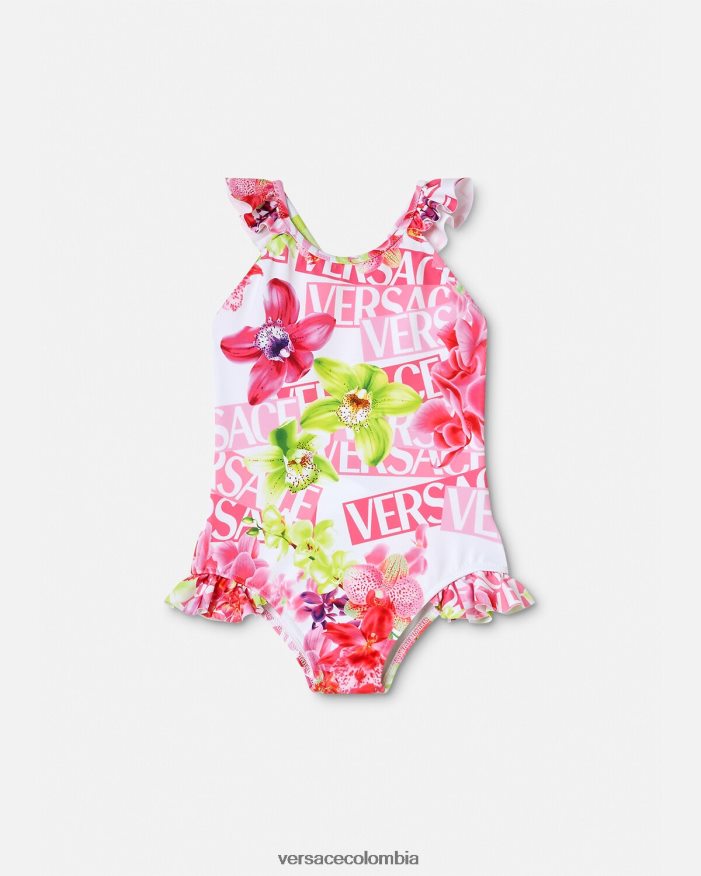 niños bañador de bebé con logo y orquídeas Versace blanco y estampado 2RP40F1865 ropa