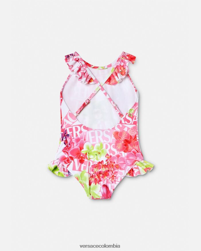 niños bañador de bebé con logo y orquídeas Versace blanco y estampado 2RP40F1865 ropa