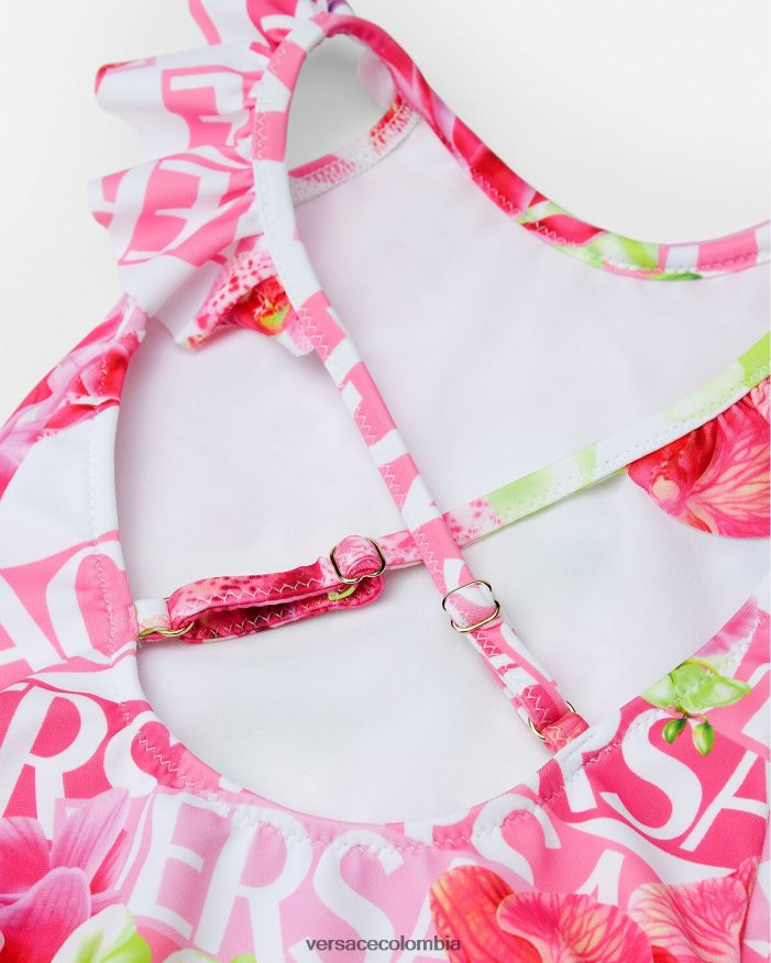 niños bañador de bebé con logo y orquídeas Versace blanco y estampado 2RP40F1865 ropa