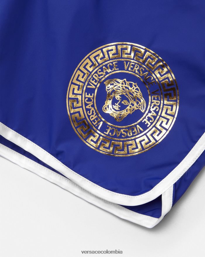 niños shorts de baño con borde de Medusa y Greca Versace azul 2RP40F2113 ropa