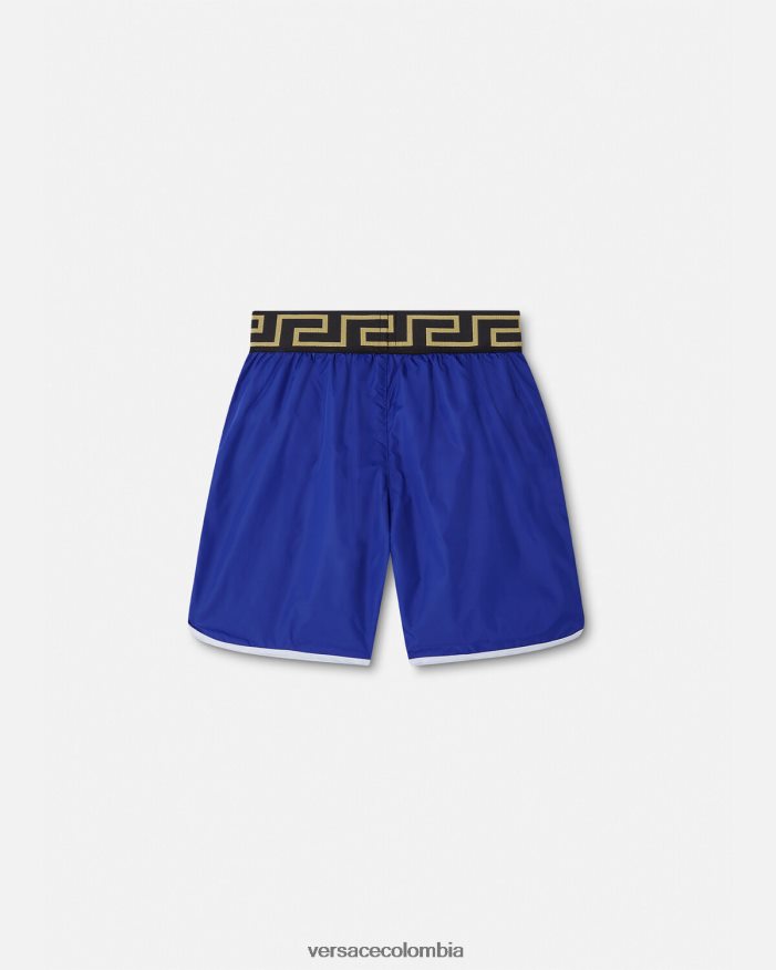 niños shorts de baño con borde de Medusa y Greca Versace azul 2RP40F2113 ropa