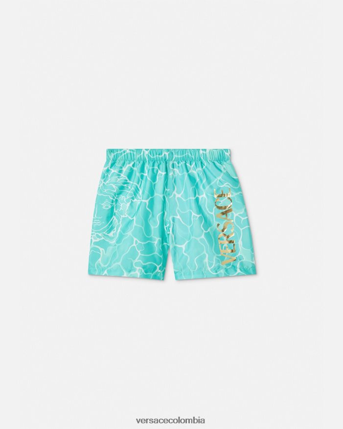 niños shorts de baño con logo de Medusa Versace azul 2RP40F2134 ropa