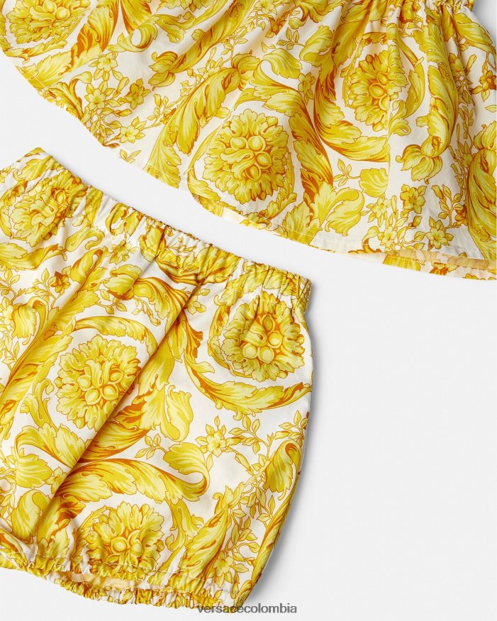 niños conjunto de vestido de bebé barroco Versace Oro blanco 2RP40F1822 ropa