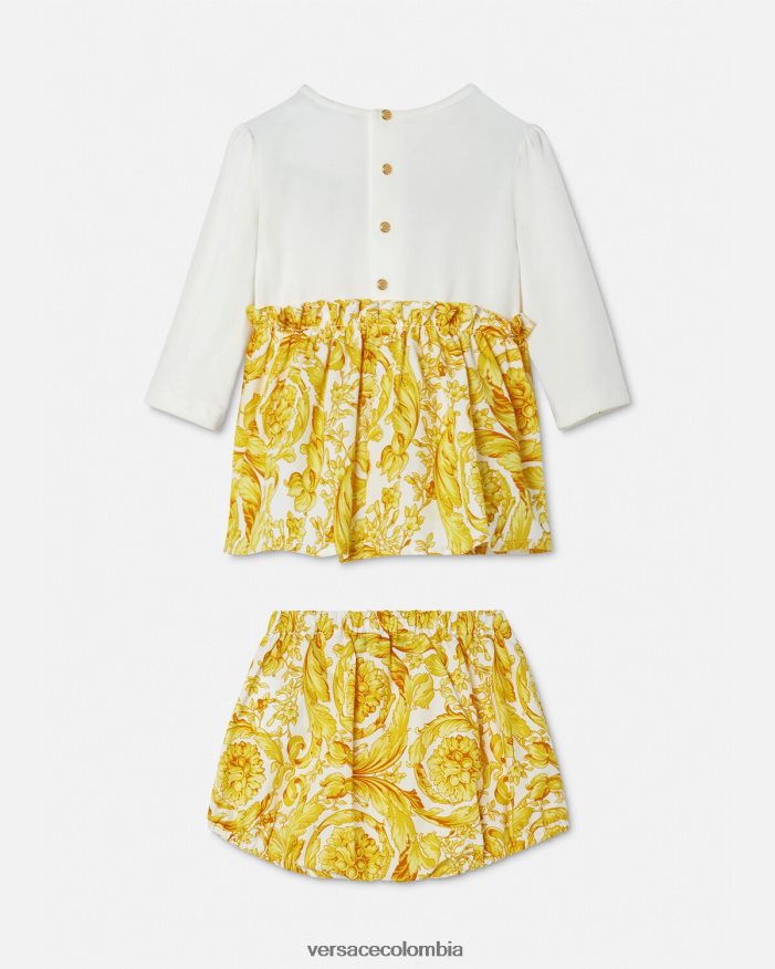 niños conjunto de vestido de bebé barroco Versace Oro blanco 2RP40F1822 ropa