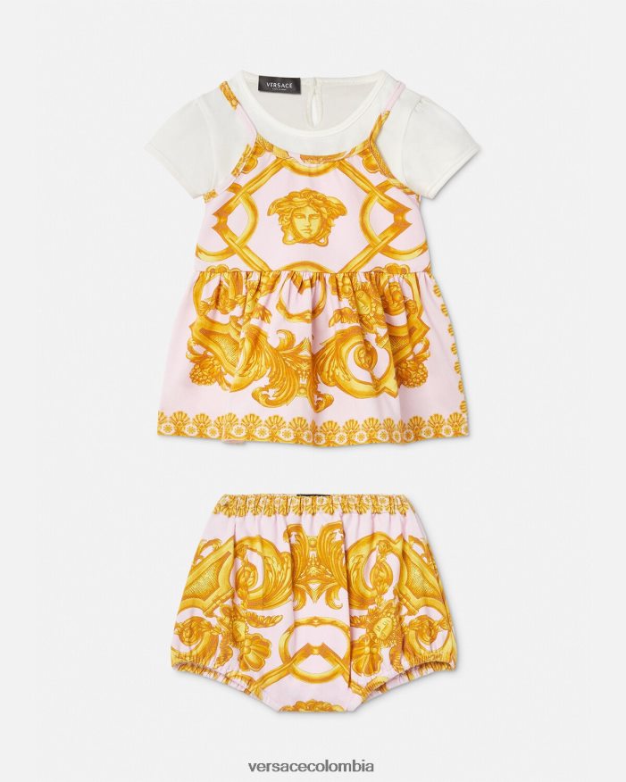 niños conjunto vestido bebe barroco 660 Versace rosa y blanco 2RP40F1828 ropa