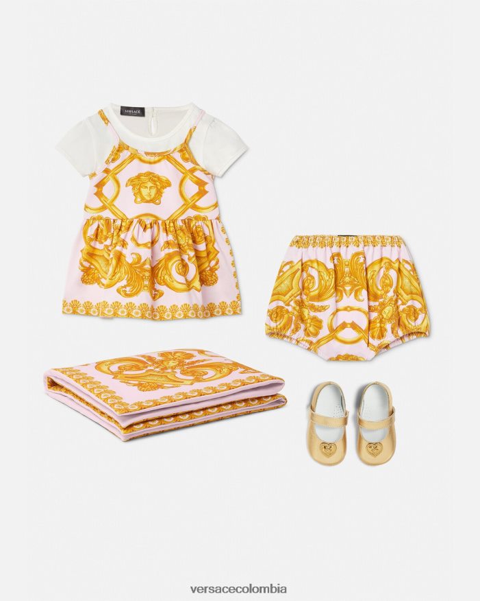 niños conjunto vestido bebe barroco 660 Versace rosa y blanco 2RP40F1828 ropa