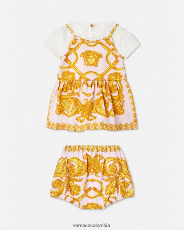 niños conjunto vestido bebe barroco 660 Versace rosa y blanco 2RP40F1828 ropa