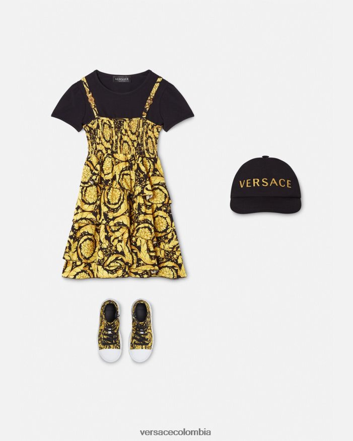 niños vestido barroco con volantes Versace negro 2RP40F1987 ropa