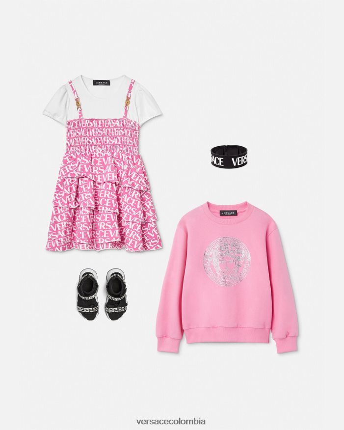 niños vestido con volantes en toda la prenda Versace Rosa claro 2RP40F1977 ropa