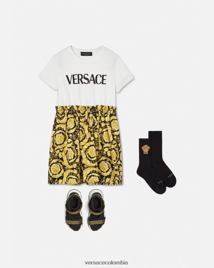 niños vestido estilo camiseta barroco Versace blanco y estampado 2RP40F1953 ropa