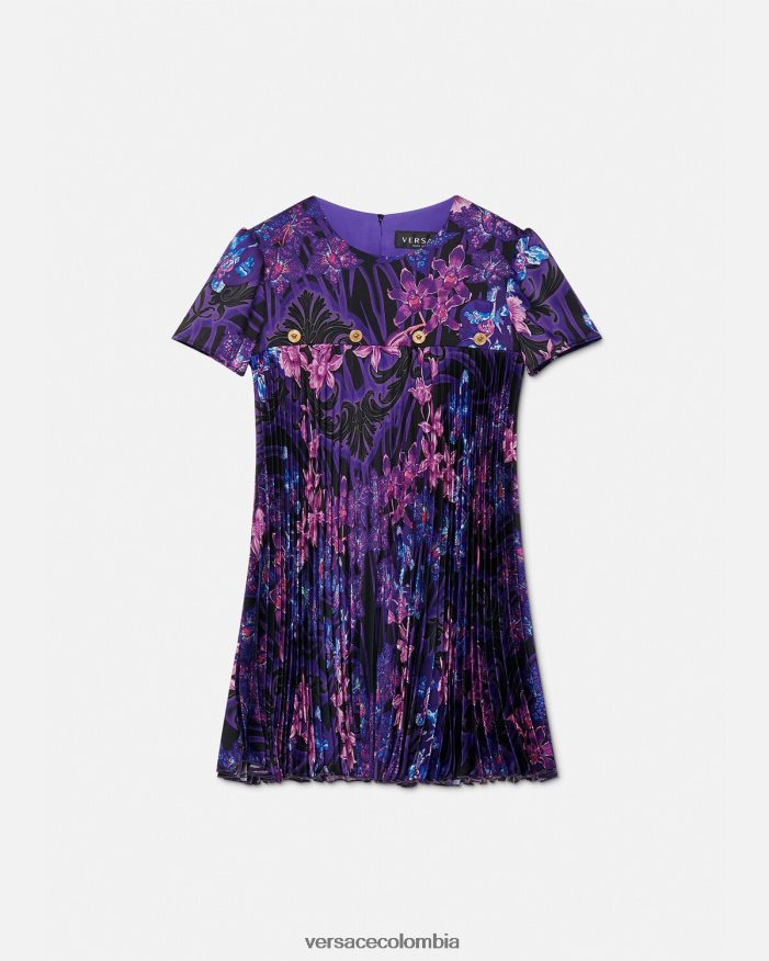 niños vestido plisado barroco orquídea Versace violeta y estampado 2RP40F2007 ropa