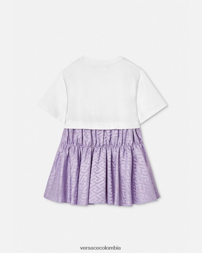 niños vestido tipo camiseta con greca Versace blanco y lila 2RP40F1996 ropa