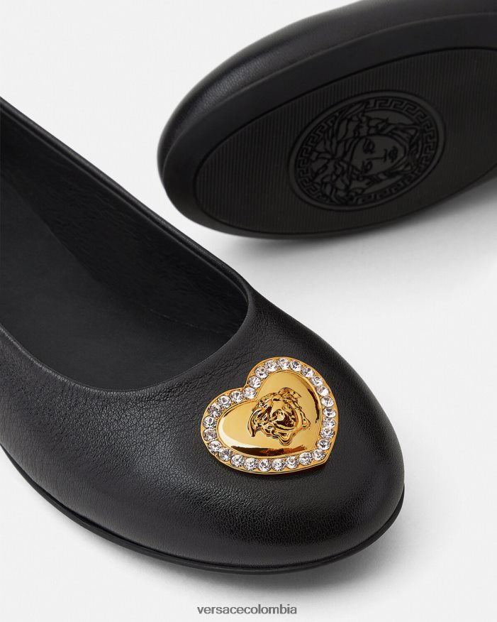 niños bailarinas con medusa y corazón de cristal Versace negro 2RP40F2032 zapato