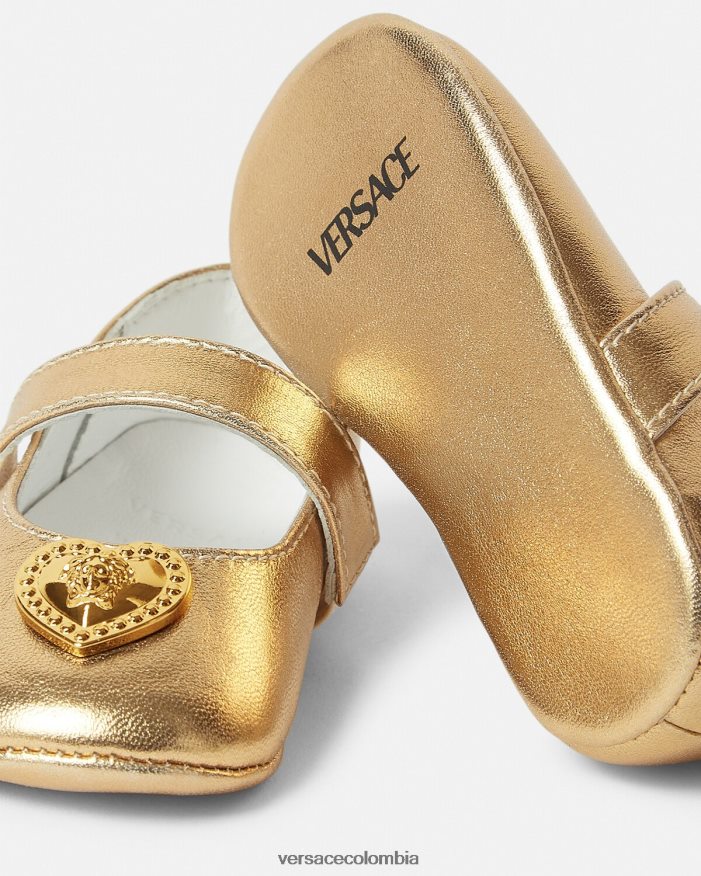niños bailarinas de bebé con medusa y corazón Versace oro 2RP40F1847 zapato