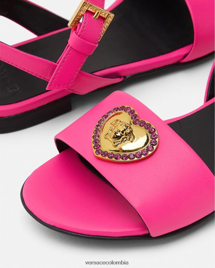 niños sandalias con corazón de cristal y medusa Versace fucsia 2RP40F2040 zapato