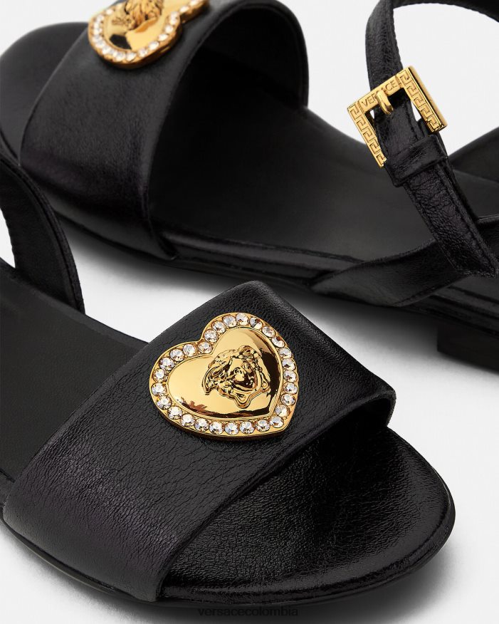 niños sandalias con corazón de cristal y medusa Versace negro 2RP40F2031 zapato