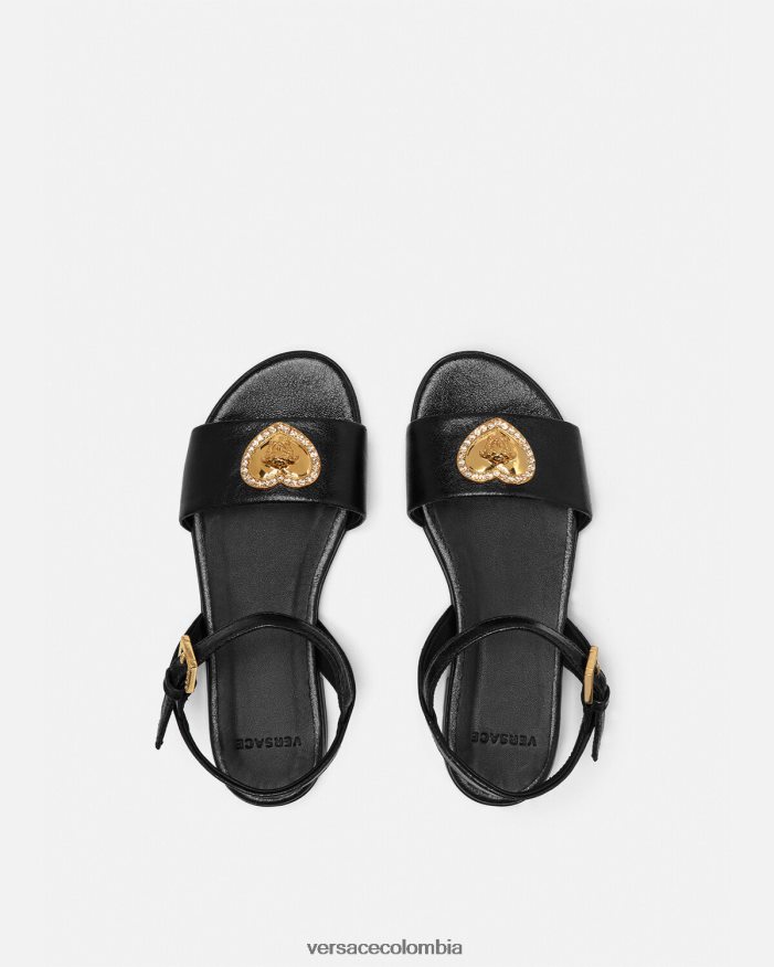 niños sandalias con corazón de cristal y medusa Versace negro 2RP40F2031 zapato