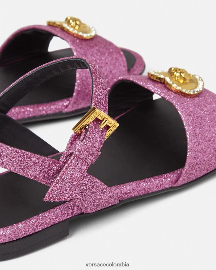 niños sandalias con corazón de cristal y medusa Versace rosa 2RP40F2039 zapato