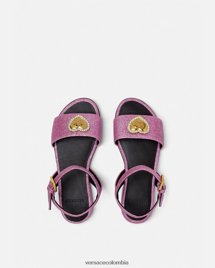 niños sandalias con corazón de cristal y medusa Versace rosa 2RP40F2039 zapato