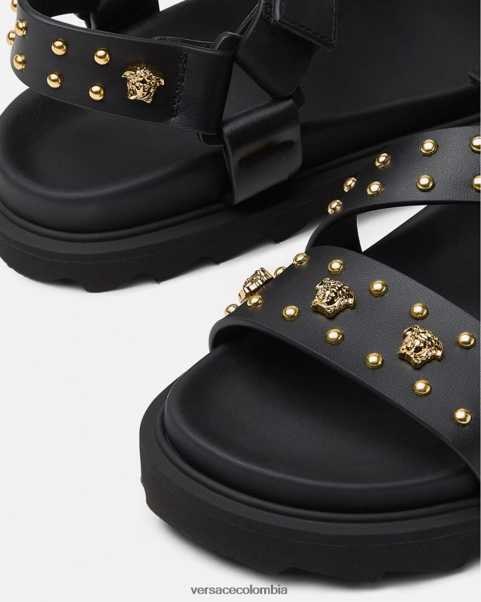 niños sandalias con tachuelas y medusa Versace negro 2RP40F2041 zapato