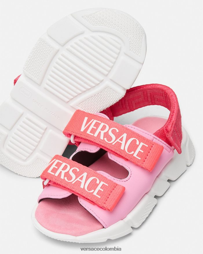 niños sandalias de bebé con logo Versace rosa 2RP40F1879 zapato