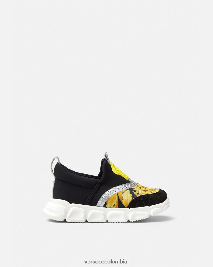 niños zapatillas barroco con medusa para bebé Versace negro y estampado 2RP40F1877 zapato