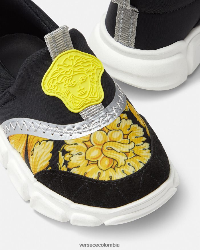 niños zapatillas barroco con medusa para bebé Versace negro y estampado 2RP40F1877 zapato