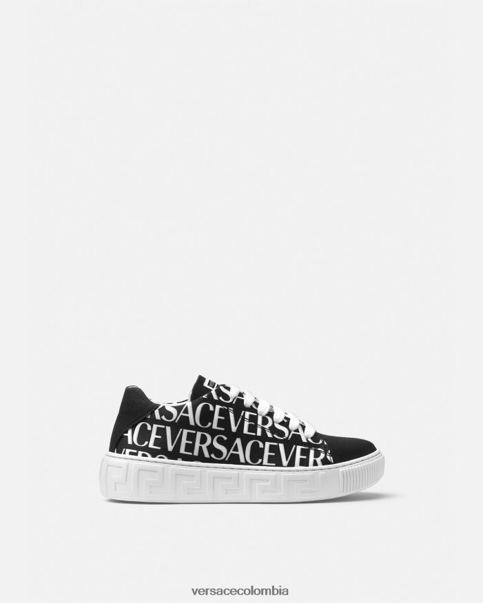 niños zapatillas con greca en toda la prenda Versace negro y estampado 2RP40F2038 zapato