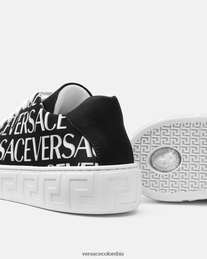 niños zapatillas con greca en toda la prenda Versace negro y estampado 2RP40F2038 zapato