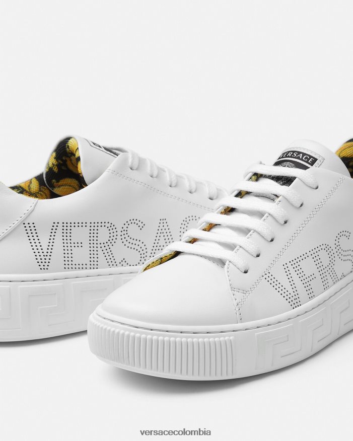 niños zapatillas con logo Greca Versace blanco y estampado 2RP40F2036 zapato
