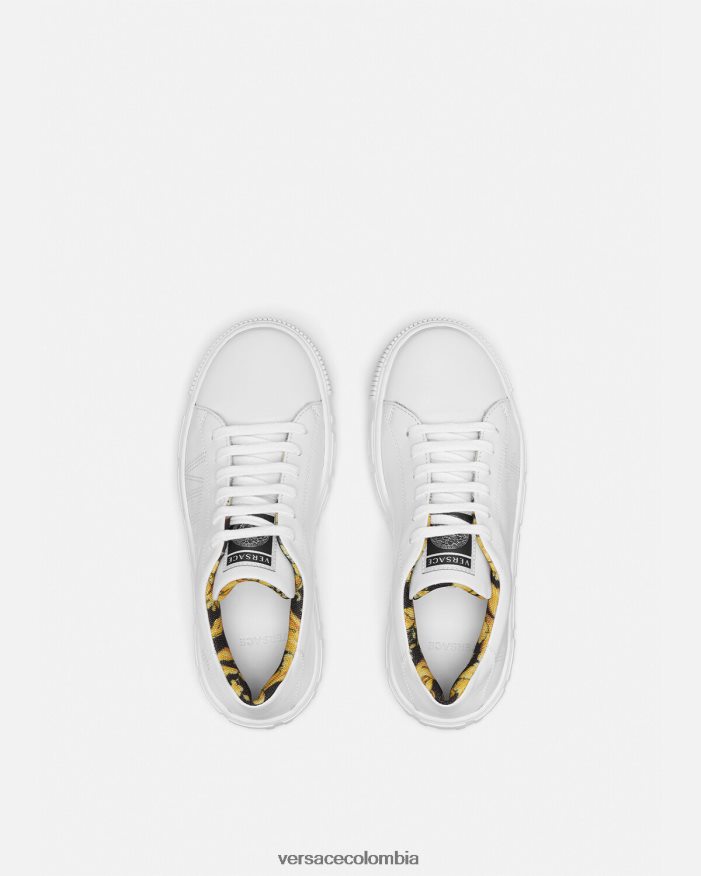 niños zapatillas con logo Greca Versace blanco y estampado 2RP40F2036 zapato