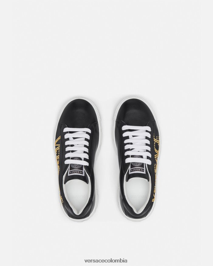 niños zapatillas con logo Greca Versace negro 2RP40F2037 zapato