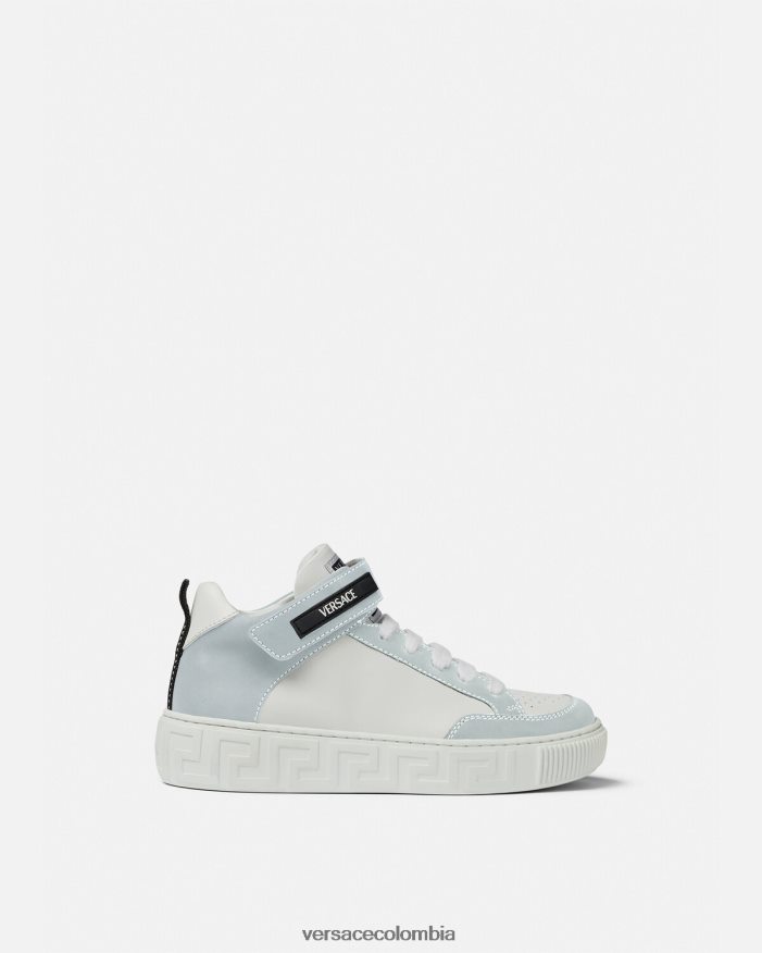 niños zapatillas con logo Greca Versace plata blanca 2RP40F2026 zapato