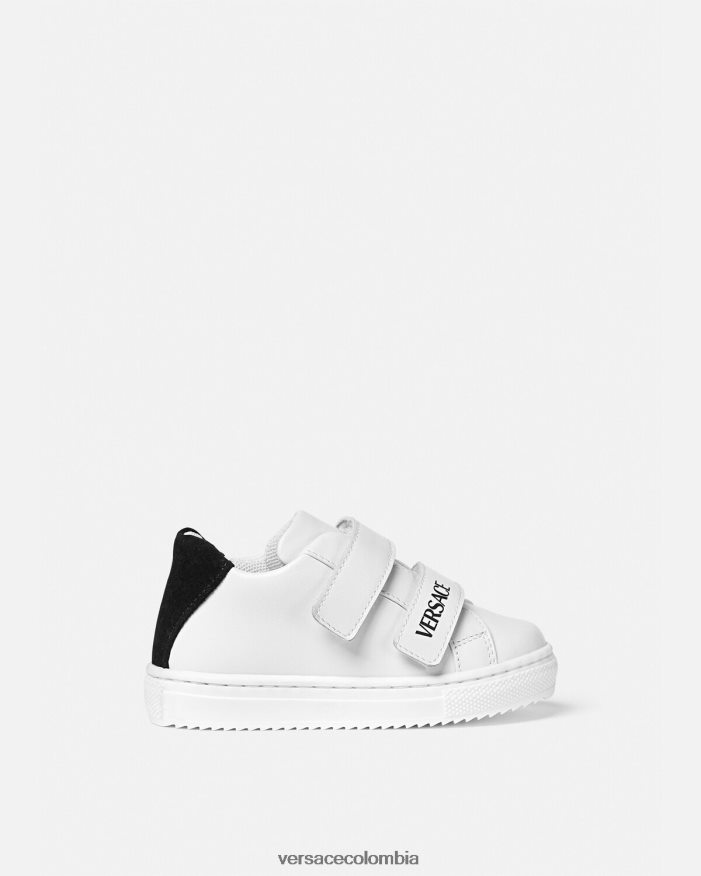 niños zapatillas con logo para bebé Versace blanco negro 2RP40F1876 zapato