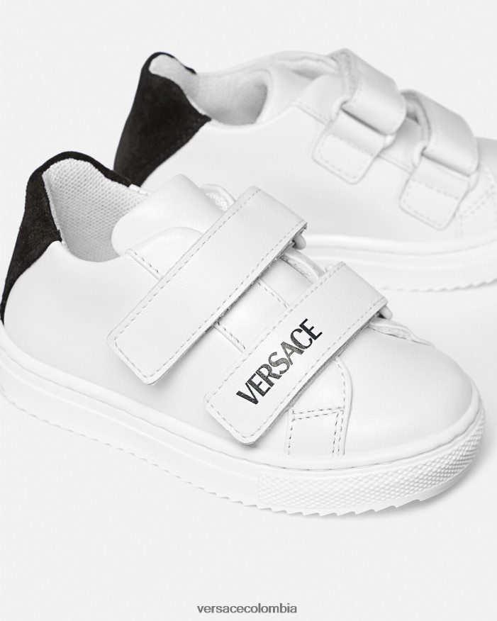 niños zapatillas con logo para bebé Versace blanco negro 2RP40F1876 zapato