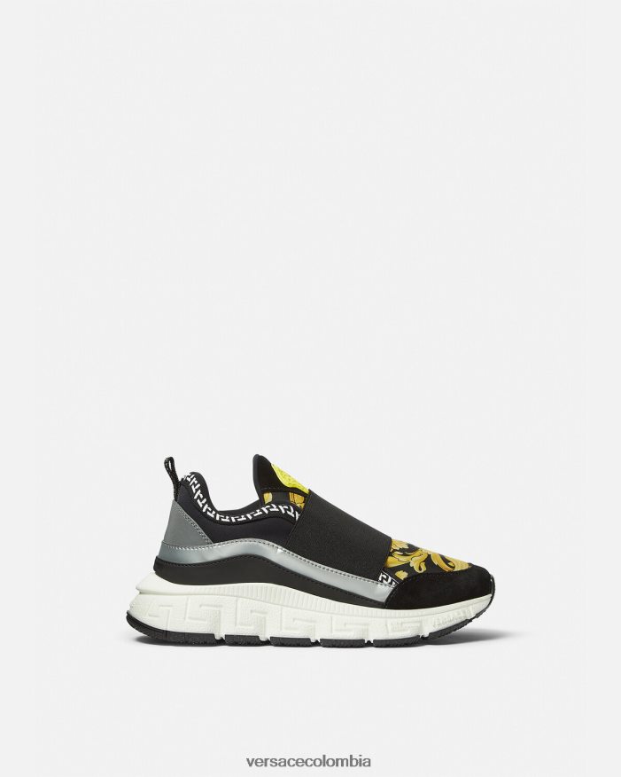 niños zapatillas trigreca barroco Versace negro y estampado 2RP40F2050 zapato