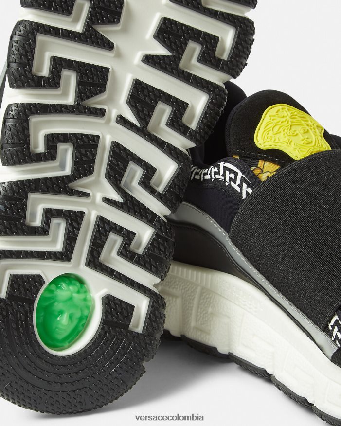 niños zapatillas trigreca barroco Versace negro y estampado 2RP40F2050 zapato