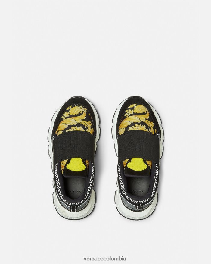 niños zapatillas trigreca barroco Versace negro y estampado 2RP40F2050 zapato