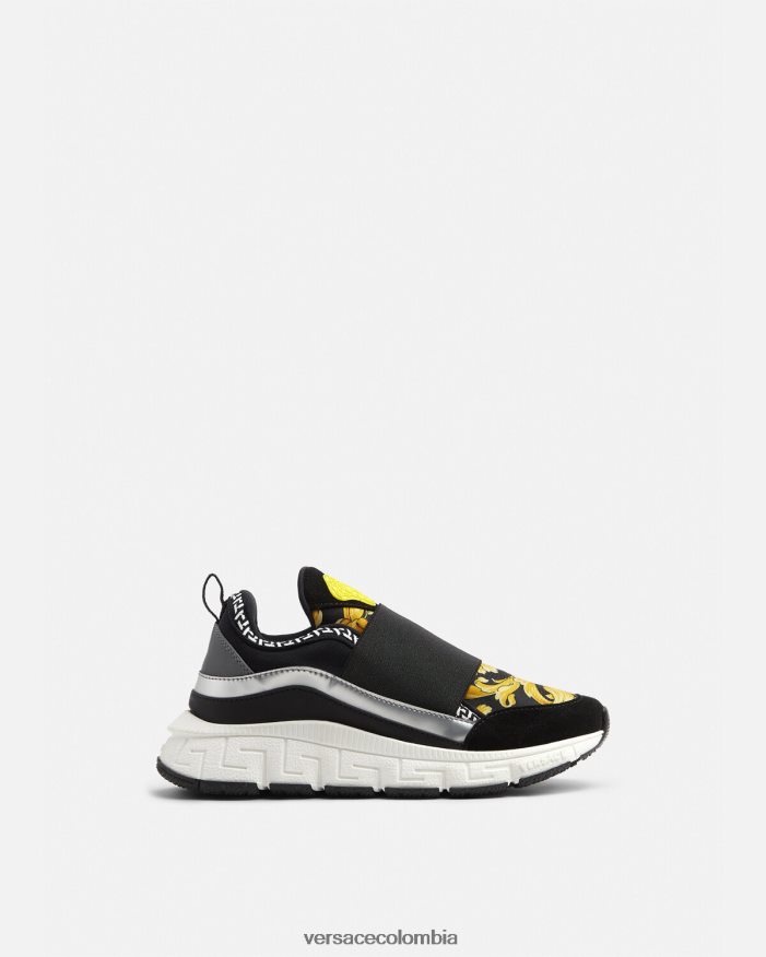 niños zapatillas trigreca barroco Versace negro y estampado 2RP40F2051 zapato